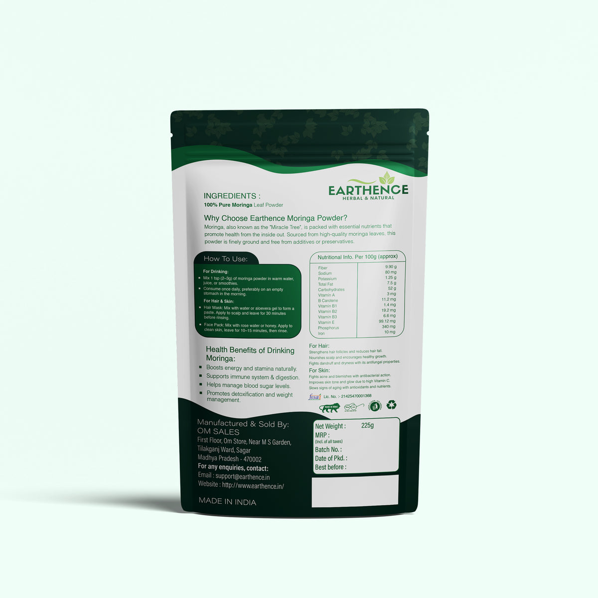 Earthence Moringa Powder (225 g)