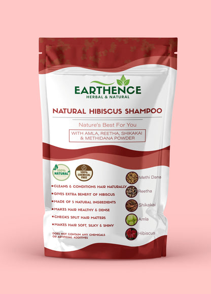 Earthence Natural Hair Shampoo With Amla Reetha Shikakai Methi Dana And Hibiscus Powder For Men & Women, Totally Organic | Paraben and Sulphate Free Shampoo - 225gm (Pack of 1)