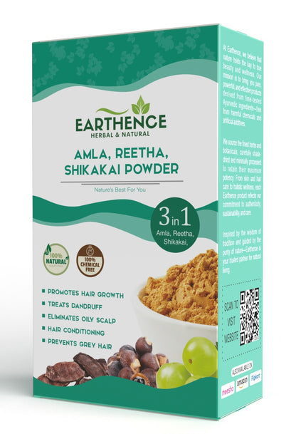 Earthence Amla Reetha Shikakai Powder 100g | 3 in 1 Natural Hair Wash Powder | Hair Growth, Hair Fall Control, Anti Dandruff & Hair Cleanser