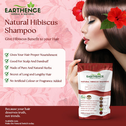 Earthence Natural Hair Shampoo With Amla Reetha Shikakai Methi Dana And Hibiscus Powder For Men & Women, Totally Organic | Paraben and Sulphate Free Shampoo - 225gm (Pack of 1)