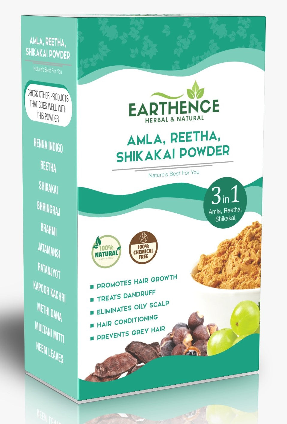 Earthence Amla Reetha Shikakai Powder 100g | 3 in 1 Natural Hair Wash Powder | Hair Growth, Hair Fall Control, Anti Dandruff & Hair Cleanser