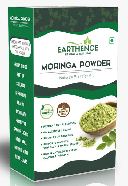 Earthence Moringa Powder 100g | Pure Moringa Leaf Powder | Rich in Antioxidants, Iron & Vitamin C | Supports Immunity, Skin Glow & Hair Care