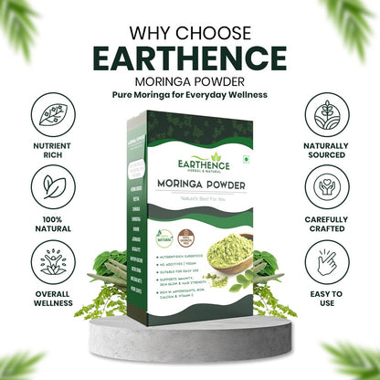 Earthence Moringa Powder 100g | Pure Moringa Leaf Powder | Rich in Antioxidants, Iron & Vitamin C | Supports Immunity, Skin Glow & Hair Care