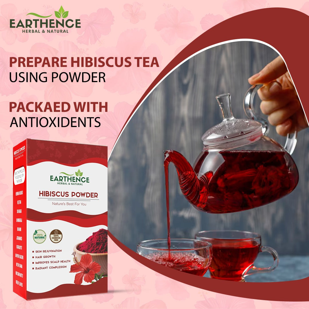 Earthence Hibiscus Powder for Hair & Skin Care | Hibiscus Flower Powder | For Hair Masks & Face Packs | 100g